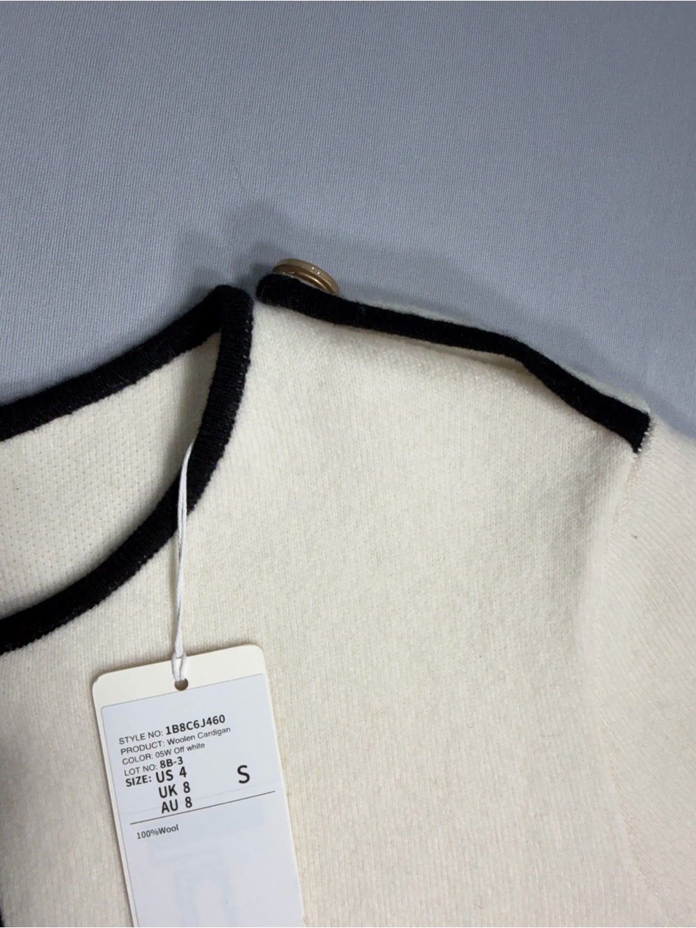 Cream Knit Sweater with Black Trim - Picture 6 of 10